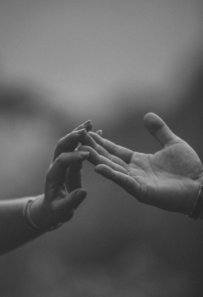 Two hands touch during New River Gorge Engagement Photos.