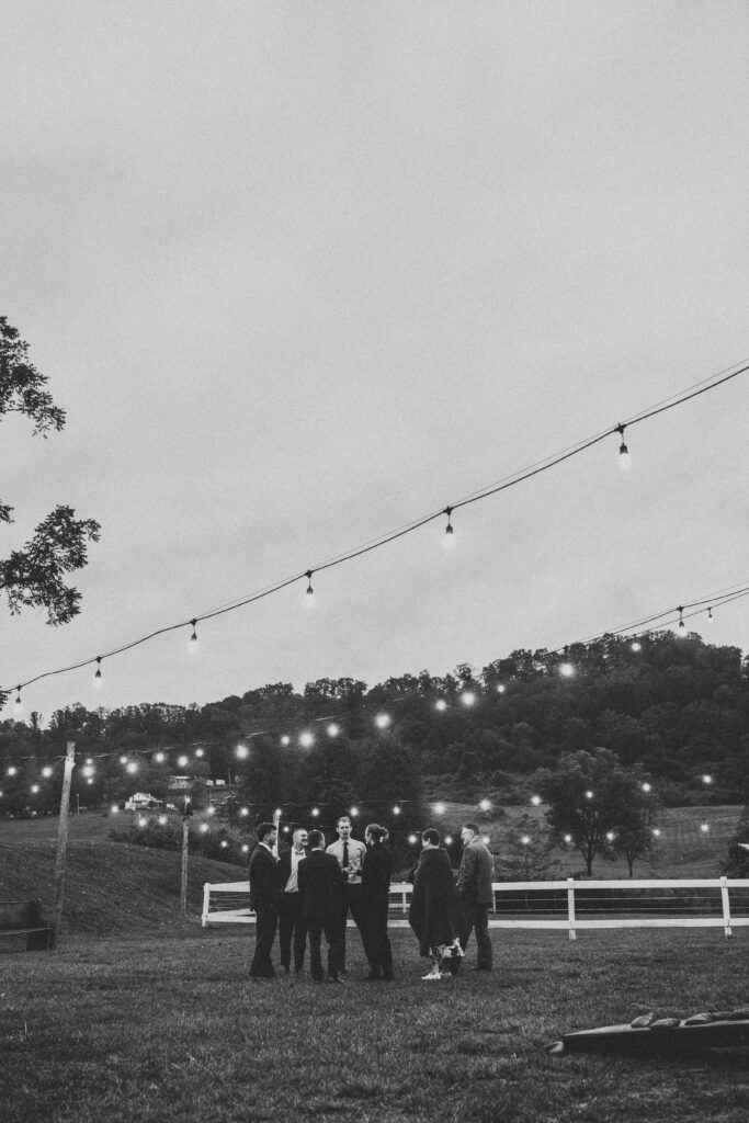 The reception in black and white outside