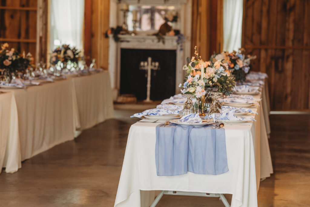 A beautiful tablescape at a Vintage Valley Wedding. 