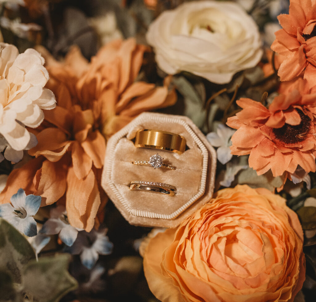 Weddings rings in flowers