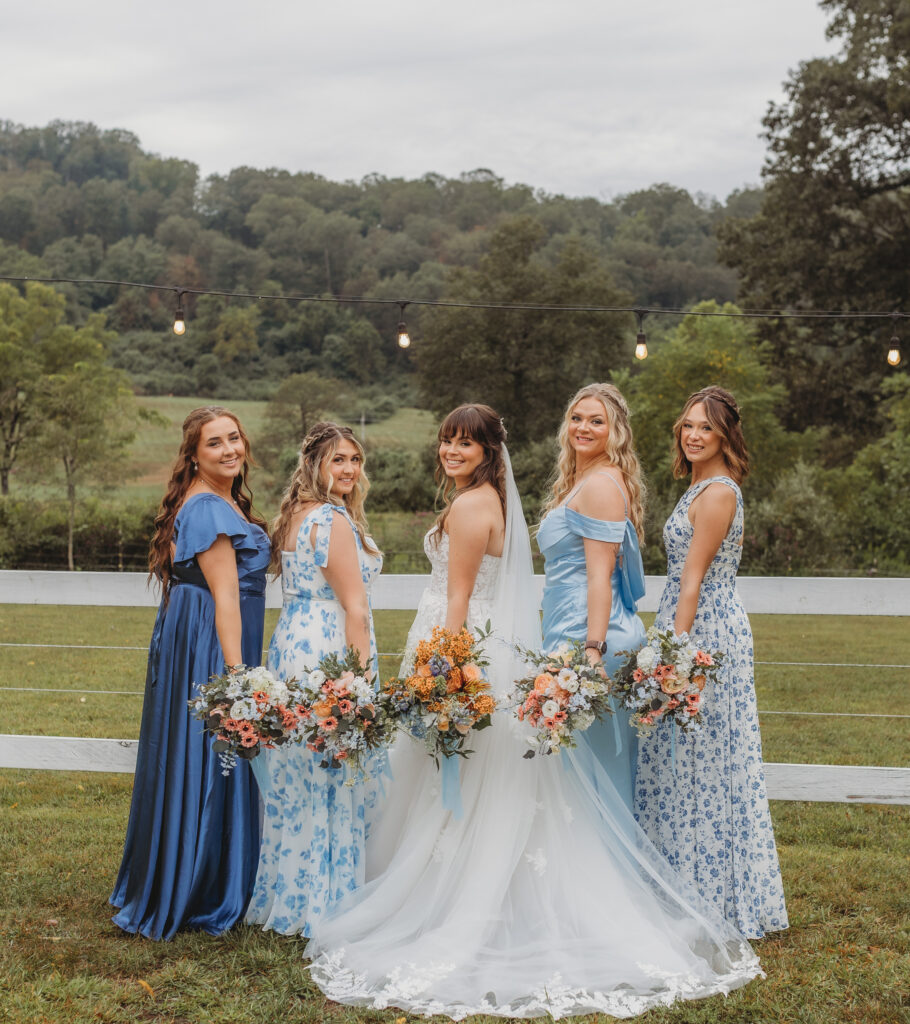 A photo of the bride and her bridesmaids