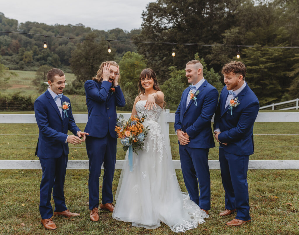 The bride and the groomsmen